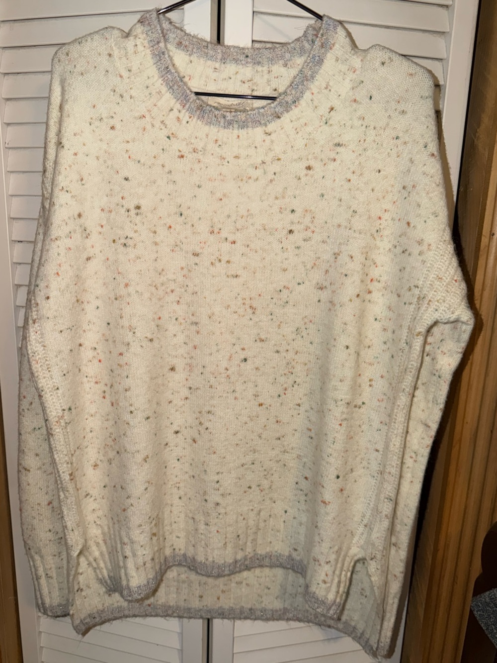 Mystree Cream Speckled Crewneck Sweater